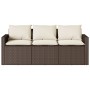 Garden sofa with cushions 3 seater brown synthetic rattan by vidaXL, Outdoor sofas - Ref: Foro24-366342, Price: 204,48 €, Dis...