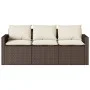 Gartensofa mit Kissen, 3-Sitzer, braunes synthetisches Rattan von vidaXL, Outdoor-Sofas - Ref: Foro24-366342, Preis: 210,94 €...