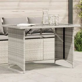 Gartentischoberfläche Glas PE Rattan hellgrau 110x68x70 cm von vidaXL, Gartentische - Ref: Foro24-366354, Preis: 98,36 €, Rab...