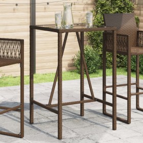Mesa de bar de exterior ratán sintético marrón 70x70x110 cm de vidaXL, Mesas de jardín - Ref: Foro24-368694, Precio: 119,23 €...