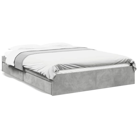 Betongraues Holzwerkstoffbett mit Schubladen 160x200 cm von vidaXL, Betten und Lattenroste - Ref: Foro24-3280646, Preis: 174,...