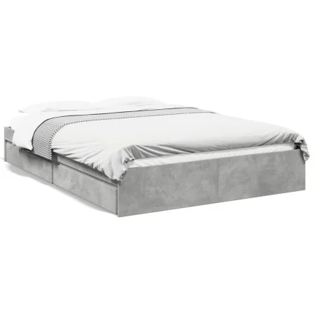 Concrete gray engineered wood bed with drawers 160x200 cm by vidaXL, Beds and slatted bases - Ref: Foro24-3280646, Price: 173...