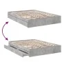 Concrete gray engineered wood bed with drawers 160x200 cm by vidaXL, Beds and slatted bases - Ref: Foro24-3280646, Price: 173...