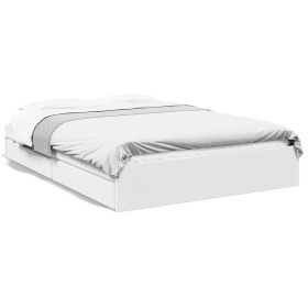 White engineered wood bed frame with drawers 150x200 cm by vidaXL, Beds and slatted bases - Ref: Foro24-3280650, Price: 180,7...