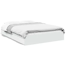 White engineered wood bed frame with drawers 150x200 cm by vidaXL, Beds and slatted bases - Ref: Foro24-3280650, Price: 178,1...