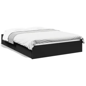 Black engineered wood bed with drawers 140x190 cm by vidaXL, Beds and slatted bases - Ref: Foro24-3280686, Price: 187,14 €, D...
