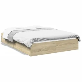 Sonoma oak engineered wood bed with drawers 120x190 cm by vidaXL, Beds and slatted bases - Ref: Foro24-3280701, Price: 150,79...