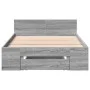 Sonoma gray engineered wood bed with drawer 90x190 cm by vidaXL, Beds and slatted bases - Ref: Foro24-3280788, Price: 130,62 ...