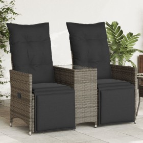 2-seater reclining garden sofa with gray PE rattan table by vidaXL, Outdoor sofas - Ref: Foro24-365717, Price: 278,31 €, Disc...