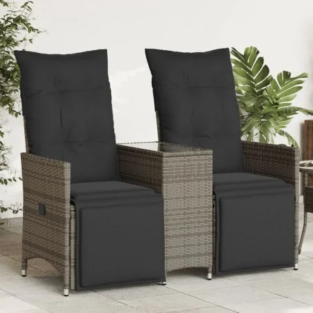 2-Sitzer-Gartensofa mit grauem PE-Rattantisch von vidaXL, Outdoor-Sofas - Ref: Foro24-365717, Preis: 272,06 €, Rabatt: %
