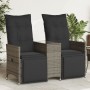 Sofá de jardín reclinable de 2 plazas con mesa ratán PE gris de vidaXL, Sofás de exterior - Ref: Foro24-365717, Precio: 273,01 €
