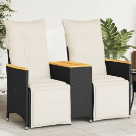 2-seater reclining garden sofa with black PE rattan table by vidaXL, Outdoor sofas - Ref: Foro24-365722, Price: 267,81 €, Dis...