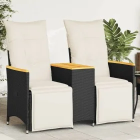2-seater reclining garden sofa with black PE rattan table by vidaXL, Outdoor sofas - Ref: Foro24-365722, Price: 262,41 €, Dis...