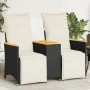 Sofá de jardín reclinable de 2 plazas con mesa ratán PE negro de vidaXL, Sofás de exterior - Ref: Foro24-365722, Precio: 262,...