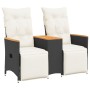 2-seater reclining garden sofa with black PE rattan table by vidaXL, Outdoor sofas - Ref: Foro24-365722, Price: 267,81 €, Dis...