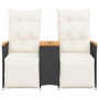 2-seater reclining garden sofa with black PE rattan table by vidaXL, Outdoor sofas - Ref: Foro24-365722, Price: 267,81 €, Dis...