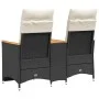 Sofá de jardín reclinable de 2 plazas con mesa ratán PE negro de vidaXL, Sofás de exterior - Ref: Foro24-365722, Precio: 262,...