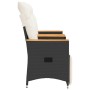 Sofá de jardín reclinable de 2 plazas con mesa ratán PE negro de vidaXL, Sofás de exterior - Ref: Foro24-365722, Precio: 256,...