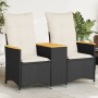 Sofá de jardín reclinable de 2 plazas con mesa ratán PE negro de vidaXL, Sofás de exterior - Ref: Foro24-365720, Precio: 212,...