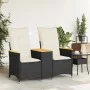 2-seater reclining garden sofa with black PE rattan table by vidaXL, Outdoor sofas - Ref: Foro24-365720, Price: 247,51 €, Dis...