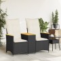 Sofá de jardín reclinable de 2 plazas con mesa ratán PE negro de vidaXL, Sofás de exterior - Ref: Foro24-365720, Precio: 212,...