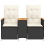 Sofá de jardín reclinable de 2 plazas con mesa ratán PE negro de vidaXL, Sofás de exterior - Ref: Foro24-365720, Precio: 212,...
