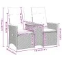 2-seater reclining garden sofa with black PE rattan table by vidaXL, Outdoor sofas - Ref: Foro24-365720, Price: 247,51 €, Dis...