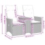 Sofá de jardín reclinable de 2 plazas con mesa ratán PE negro de vidaXL, Sofás de exterior - Ref: Foro24-365720, Precio: 212,...