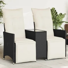 2-seater reclining garden sofa with black PE rattan table by vidaXL, Outdoor sofas - Ref: Foro24-365715, Price: 257,71 €, Dis...