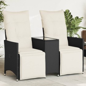 2-Sitzer-Gartensofa mit schwarzem PE-Rattantisch von vidaXL, Outdoor-Sofas - Ref: Foro24-365715, Preis: 212,77 €, Rabatt: %