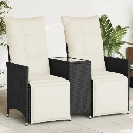 2-seater reclining garden sofa with black PE rattan table by vidaXL, Outdoor sofas - Ref: Foro24-365715, Price: 257,71 €, Dis...