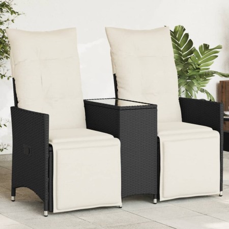 2-Sitzer-Gartensofa mit schwarzem PE-Rattantisch von vidaXL, Outdoor-Sofas - Ref: Foro24-365715, Preis: 211,59 €, Rabatt: %