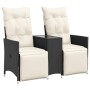 2-seater reclining garden sofa with black PE rattan table by vidaXL, Outdoor sofas - Ref: Foro24-365715, Price: 211,59 €, Dis...