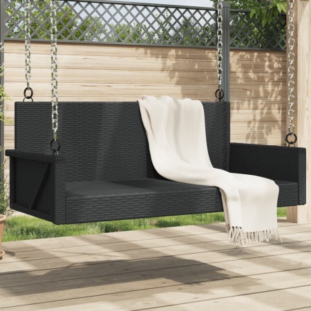 Schwarze Schaukelbank aus synthetischem Rattan 119x56x48 cm von vidaXL, Gartenbänke - Ref: Foro24-365625, Preis: 123,46 €, Ra...