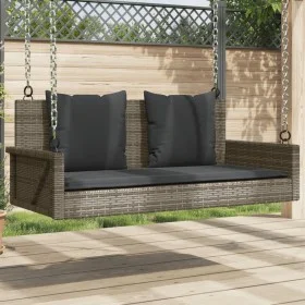 Banco columpio con cojines ratán sintético gris 119x56x48 cm by vidaXL, garden benches - Ref: Foro24-365631, Price: 120,60 €,...