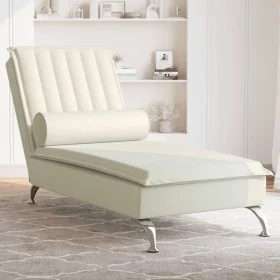 Sofá diván de masaje con cojín de terciopelo crema de vidaXL, Divanes - Ref: Foro24-379466, Precio: 158,79 €, Descuento: %