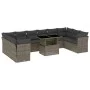Gartensofagarnitur 11-teilig mit grauen Polstern aus synthetischem Rattan von vidaXL, Gartensets - Ref: Foro24-3266860, Preis...