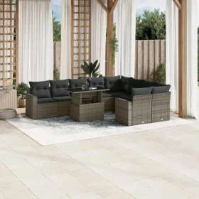 Gartensofa-Set, 10-teilig, mit grauen Polstern aus synthetischem Rattan von vidaXL, Gartensets - Ref: Foro24-3267500, Preis: ...