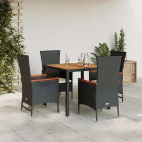 5-teiliges Gartenmöbel-Set mit schwarzen synthetischen Rattankissen von vidaXL, Gartensets - Ref: Foro24-3277505, Preis: 504,...