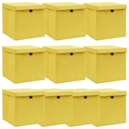 Storage boxes with lids 10 pcs yellow fabric 32x32x32 cm by vidaXL, Storage baskets - Ref: Foro24-288368, Price: 64,06 €, Dis...
