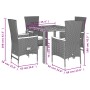 5-teiliges Gartenmöbel-Set mit schwarzen synthetischen Rattankissen von vidaXL, Gartensets - Ref: Foro24-3277505, Preis: 504,...