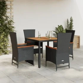 5-teiliges Gartenmöbel-Set mit schwarzen synthetischen Rattankissen von vidaXL, Gartensets - Ref: Foro24-3277507, Preis: 594,...