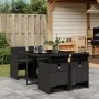 5-teiliges Gartenmöbel-Set mit schwarzen synthetischen Rattankissen von vidaXL, Gartensets - Ref: Foro24-3277662, Preis: 370,...