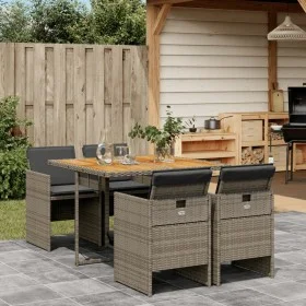 5-piece garden dining set with gray synthetic rattan cushions by vidaXL, Garden sets - Ref: Foro24-3277669, Price: 395,80 €, ...