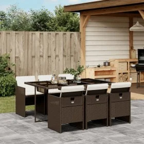 7-piece garden dining set with brown synthetic rattan cushions by vidaXL, Garden sets - Ref: Foro24-3277676, Price: 535,97 €,...