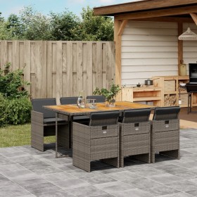 Garden dining set 7 pieces and gray synthetic rattan cushions by vidaXL, Garden sets - Ref: Foro24-3277681, Price: 676,79 €, ...