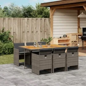 Garten-Essgruppe 7-teilig und graue synthetische Rattankissen von vidaXL, Gartensets - Ref: Foro24-3277681, Preis: 592,13 €, ...