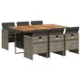 Set comedor jardín 7 pzas y cojines ratán sintético gris de vidaXL, Conjuntos de jardín - Ref: Foro24-3277681, Precio: 593,93...