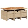 7-teiliges Garten-Essset mit beigen Kissen aus synthetischem Rattan von vidaXL, Gartensets - Ref: Foro24-3277683, Preis: 650,...