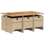 7-teiliges Garten-Essset mit beigen Kissen aus synthetischem Rattan von vidaXL, Gartensets - Ref: Foro24-3277683, Preis: 678,...